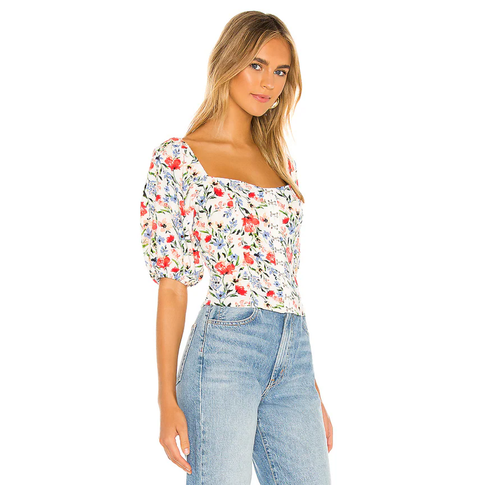 ASTR the Label Hook & Eye Square Neck Top in Red - Picture 2 of 3